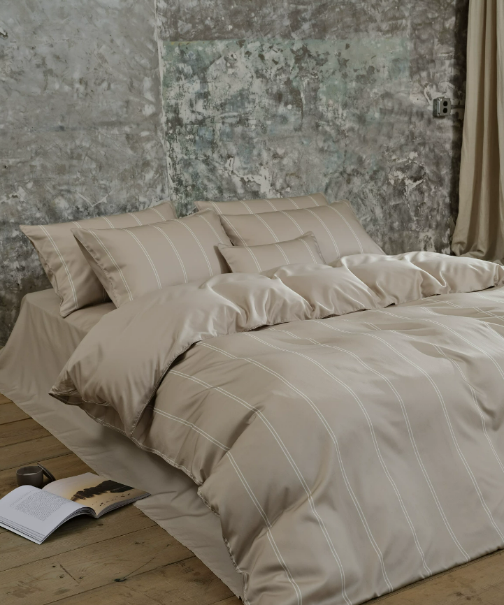 Double Stripe Tencel Cotton Summer Bedding Set Secondary image
