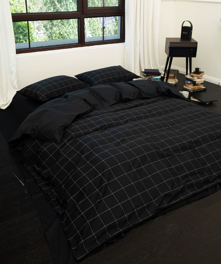 Soft Check Long-Staple Cotton Sateen Bedding Set