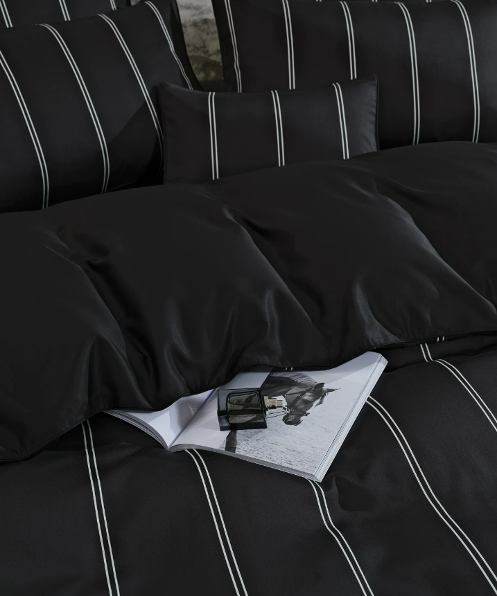 Double Stripe Tencel Cotton Summer Bedding Set